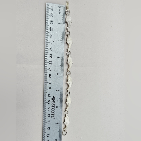 Dolphins Sea Life Love Sterling 925 Silver Wrist Linked Bracelet 7.5 Inches - Picture 5 of 7